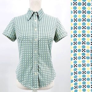 Vintage USA GUESS Retro Print Collared Button Front Top